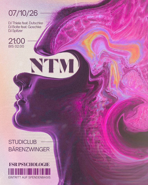 Ein violetter Kopf, in dem "NTM" steht