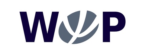 WOP-Logo Dunkelblau auf weiße Hintergrund