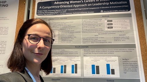 Tina Karabinski auf der EAWOP 2025 in Prag vor ihrem Poster