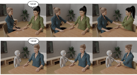 3D-Modelle: Hand-Armberührung - Person/Person vs Roboter/Person