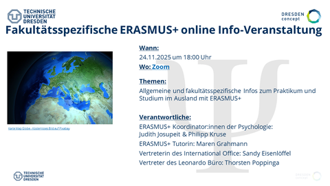 Werbung ERASMUS Infoveranstaltung Psychologie 