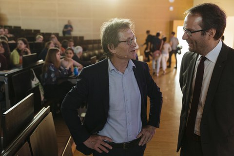 Ben Feringa im Gespräch mit Prof. Hans Georg Krauthäuser, Prorektor für Bildung und Internationals