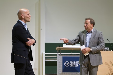 Benjamin List wird von Professor Kirschbaum vorgestellt 