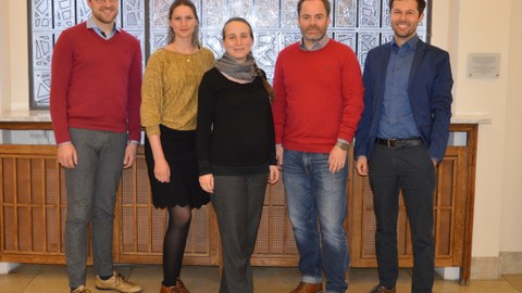Das neue Präsidium der Jungen Akademie: v.l.n.r.: Lukas Haffert, Ricarda Winkelmann, Ulrike Endesfelder, Christian Hof, Philipp Kanske. 