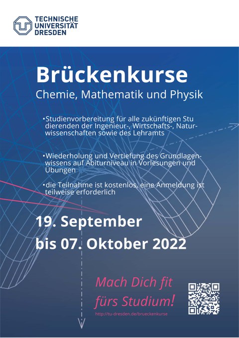 Informationsplakat zu den Brückenkurse 2022