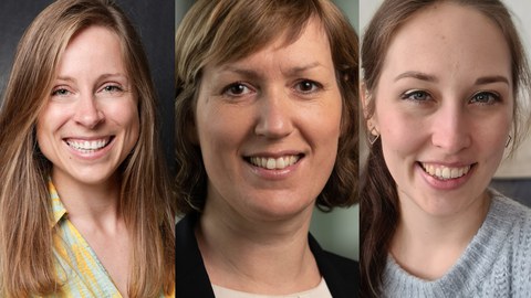 Drei Wissenschaftlerinnen nebeneinander in einer Collage