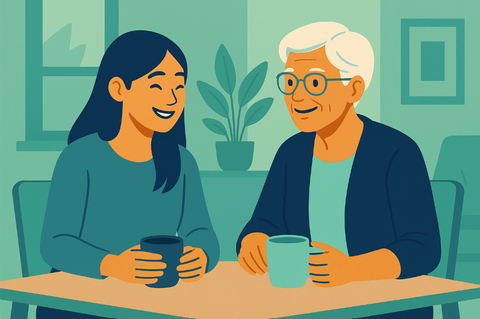 zwei Menschen trinken Kaffee