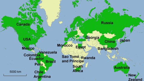 Karte der Länder, in denen International Masterclasses stattfinden