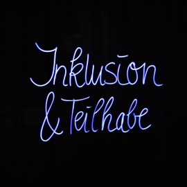 Inklusion und Teilhabe Schriftzug