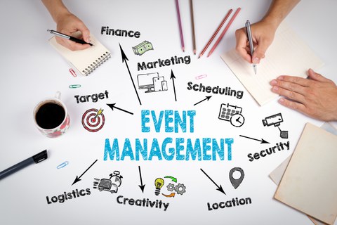  Event management Concept. The meeting at the white office table. 