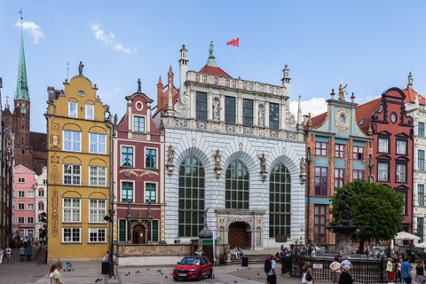 Opulent city houses in the Dutch style in Gdańsk