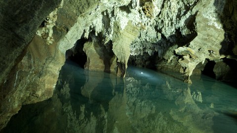 cave with a subterranean pool