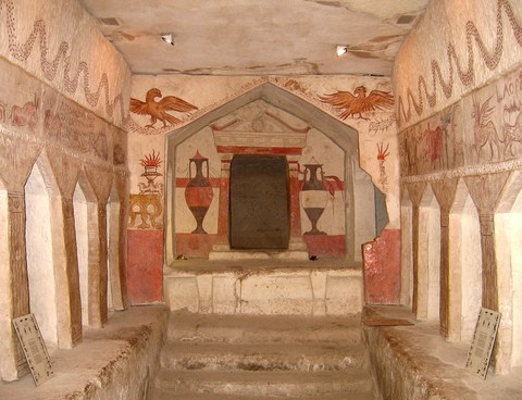 Cave room with ancient murals