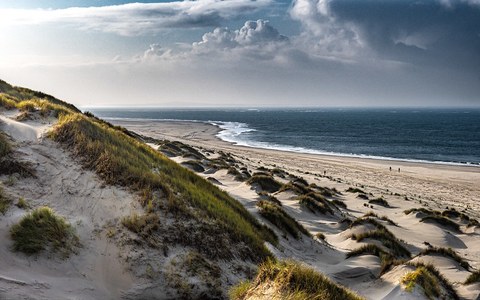 seaside panorama with dunes on Terschelling