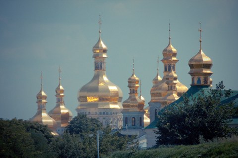 golden onion-shaped towers of an Orthodox church