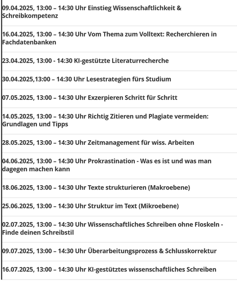 Screenshot Programm WS SoSe 2025