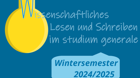 Die Grafik zeigt eine vom oberen Bildrand hängende Glühbirne, deren Glühdraht der Beginn des Textes ist: "Workshops im Wintersemester 2024/2025", darunter "wissenschaftliches Lesen & Schreiben" sowie "SLUB" und "Schreibzentrum der TU Dresden".