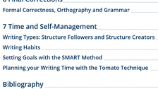 Table of contents part 4: 6 - final corrections; 7 - time and self-management; bibliography