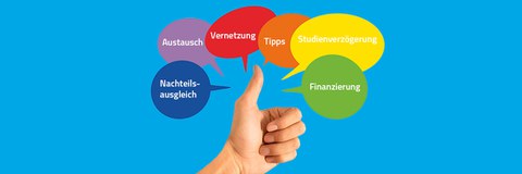 Daumen hoch für den Austausch zu den Themen: Nachteilsausgleich, Vernetzung, Studienverzögerung, Finanzierung