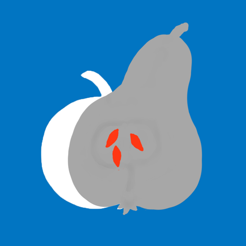 blauer Hintergrund mit einem weißen Apfel und einer grauen Birne im Vordergrund - das Logo der Firma Peerox GmbH