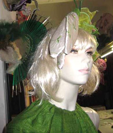 The photo shows a mannequin's head wearing a hat.