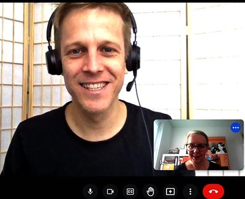 Screenshot of a video conference between Martin Gerlach and the article's author.