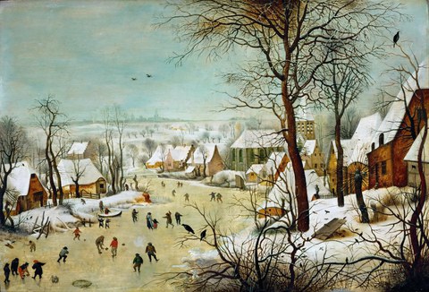 Peter Brügel - Winterlandschaft mit Eisläufern und Vogelfalle 