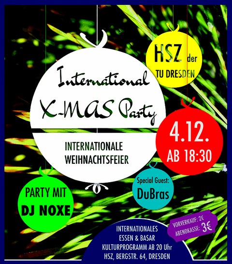 Plakat Internationale Weihnachtsfeier der TU Dresden 2015