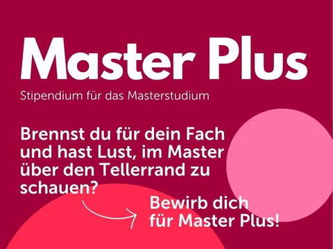 Weißer Text auf beerenfarbenen Hintergrund mit farblich passenden runden Formen.