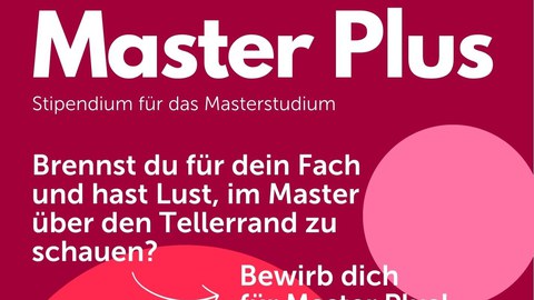 Weißer Text auf beerenfarbenen Hintergrund mit farblich passenden runden Formen.