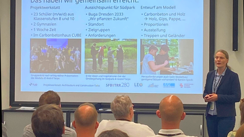 Foto: Präsentation Projektwerkstatt. Prof. Beckmann und Zuschauer