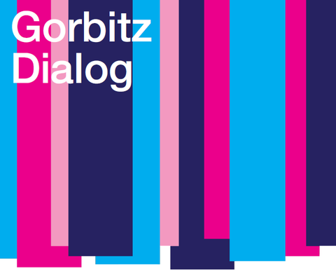 Titelbild zum GorbitzDialog mit vertikalen Streifen in Blau- und Rottönen.