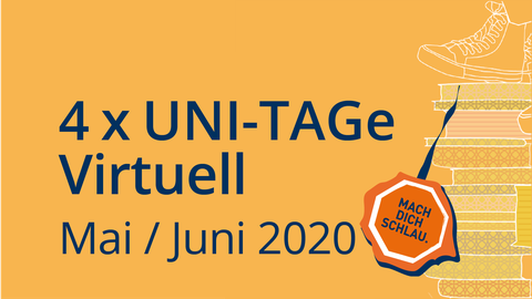Logo vom Uni-Tag mit Aufschrift 4xUni-Tage virtuell Mai/Juni 2020