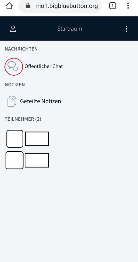 Ansicht Chatseite