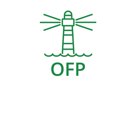 Ein Piktogramm, welches einen Leuchtturm zeigt, darunter der Schriftzug OFP. 