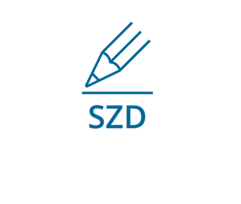 Ein Piktogramm, welches einen Bleistift zeigt, darunter der Schriftzug SZD.