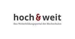 stilisierter Schriftzug: hoch & weit, das Weiterbildungsportal der Hochschulen