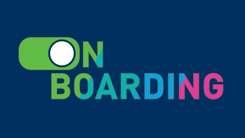 Das Onboarding-Logo: Das "O" wird durch einen aktivierten Softkey symbolisiert. Die restlichen Buchstaben sind bunt in die TUD-Bereichsfarben eingefärbt.