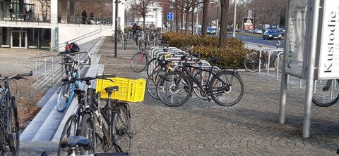 Fahrradbügel am Bürogebäude Zellscher Weg