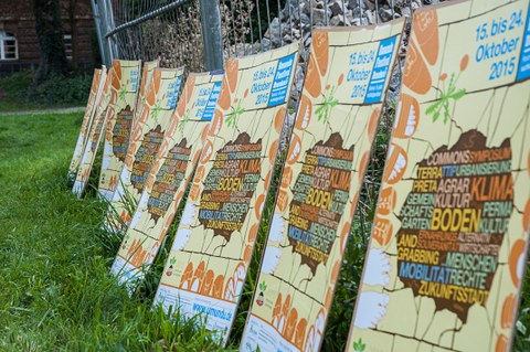a row of posters of the Dresden UMUNDU-Festival