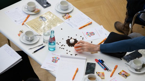 table with workshop materials