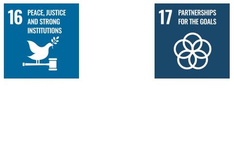 Man sieht die Symbolbilder der SDGs die zur Gruppe Frieden und Partnerschaft gehören.