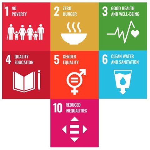 Man sieht die Symbolbilder der SDGs die zur Gruppe Menschen gehören.