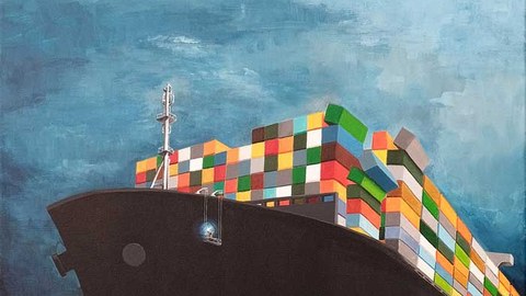 Poster with container ship and the inscription "Future"
