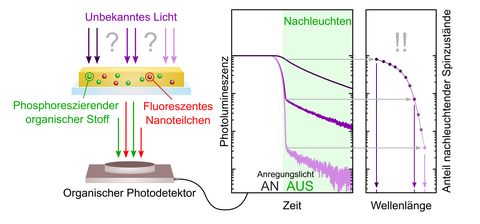 Schematische Darstellung zur Ermittlung der Wellenlänge von Licht durch einen Sensor.