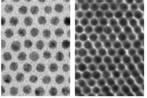 Elektronenmikroskopische Aufnahme von Nanokristallen.
