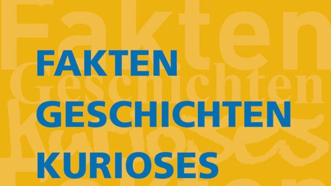 Auf gelbem Grund übereinander in blau die Wörter: Fakten, Geschichten, Kurioses