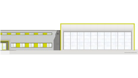 Visualisierung eines Gebäudes - einer Sporthalle der TU Dresden