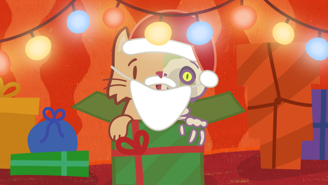 Weihnachtsbild der KatzeQ (Schrödingers Katze)