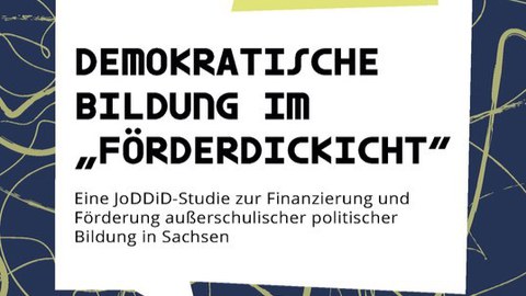 Ausschnitt eines Buchcovers von einer Studie der JoDDiD mit dem Titel "Demokratische Bildung im 'Förderdickicht'"..